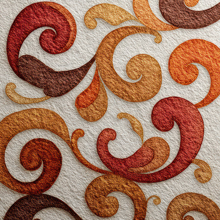 This image features swirling abstract patterns in warm earthy tones, showcasing elegance and creativity. Ideal for use in textiles or modern dの素材