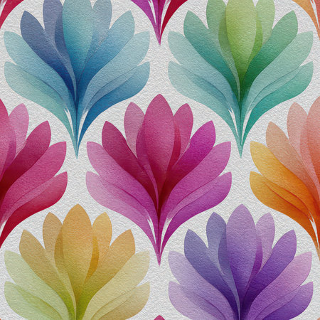 Bright and cheerful floral pattern featuring vibrant colors and soft curves. Ideal for backgrounds, textiles, and artistic projects seeking a touch of elegance.の素材