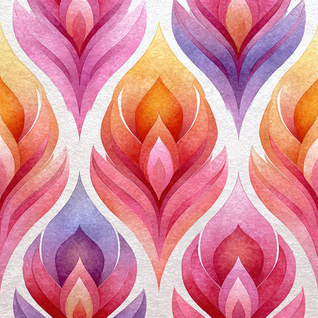 A vibrant and colorful floral pattern showcasing elegant shapes and soft curves. This artistic watercolor design brings a refreshing and cheerful ambiance.の素材