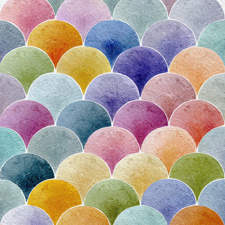 A vibrant and colorful abstract pattern featuring an array of circular shapes with textured surfaces, perfect for modern design needs and artistic projects.の素材