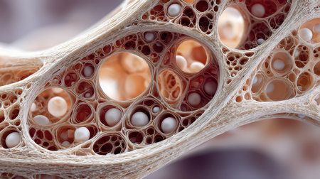 This detailed close-up image reveals an intricate organic structure with unique cellular patterns and textures, showcasing the beauty of biological designs.の素材