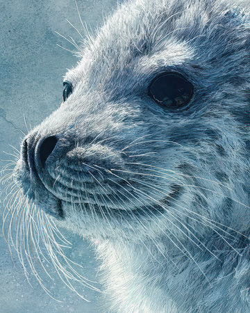 This stunning close-up captures the playful essence of a seal, showcasing its soft fur and expressive eyes. Ideal for animal lovers and nature enthusiasts.の素材