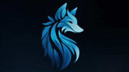 Stunning illustration of a blue fox featuring elegant, flowing lines and an abstract design. Perfect for nature lovers and digital art enthusiasts.の素材