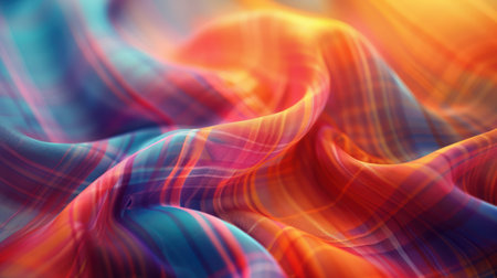 This vibrant image showcases flowing fabric textures with colorful patterns that evoke a sense of elegance and creativity. Perfect for design projects.の素材