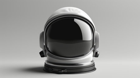 A stunning display of a realistic astronaut helmet showcasing modern design. The image captures the reflection on the glass, emphasizing space exploration themes.の素材
