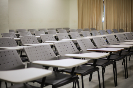 Empty classroom in university, no teacher no studentのeditorial素材