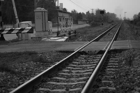 The railway in the day that no one cross itの写真素材