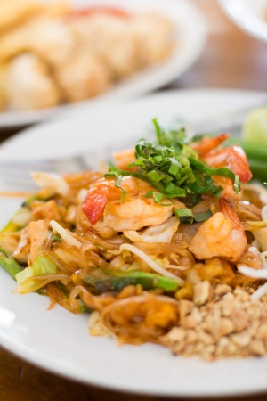 Thai food, Stir fry rice noodles and shrimp の写真素材