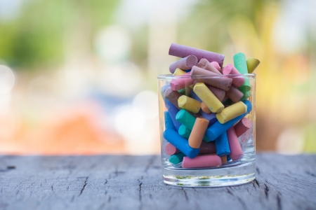Colorful chalks in the glassの写真素材
