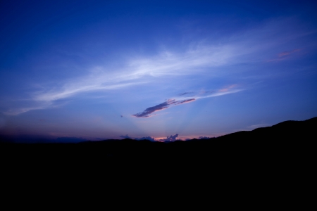 beautiful sunset on top of the mountainの写真素材