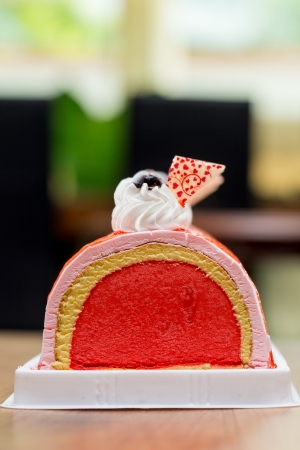 strawberry ice cream cake rollの写真素材