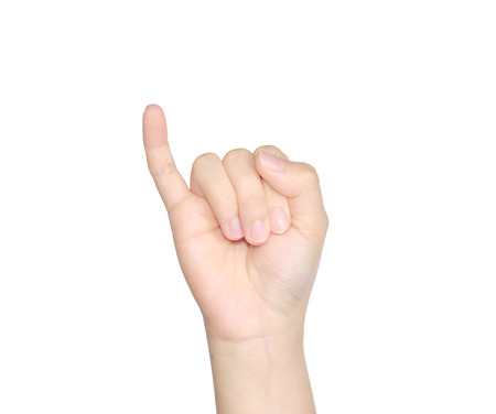 female hand making sign  Isolated on white backgroundの写真素材