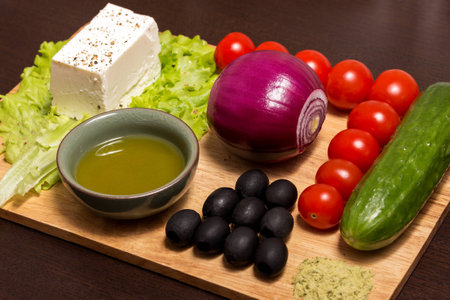 Ingridients for Greek saladの写真素材