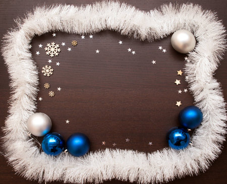 New year and Christmas white and brown background with space for your textの写真素材