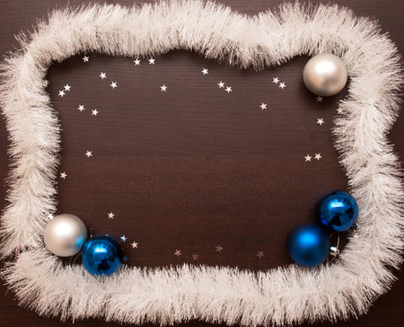 New year and Christmas white and brown background with space for your textの写真素材