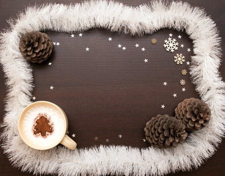 New year and Christmas white and brown background with space for your textの写真素材