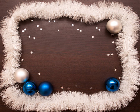 New year and Christmas white and brown background with space for your textの写真素材