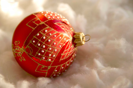 New Year and Christmas composition: fir tree balls in the waddingの写真素材