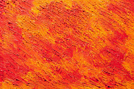 Abstract red and orange oil paint texture on canvas. Backgroundの写真素材