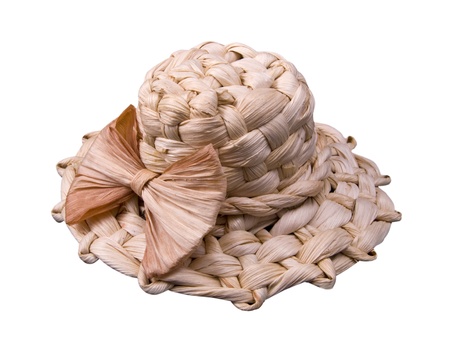 hat straw with a bowの写真素材