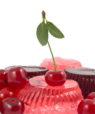 jelly with a cherry on a top on a white background
の写真素材