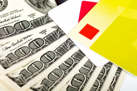 card and dollar bills closeの写真素材