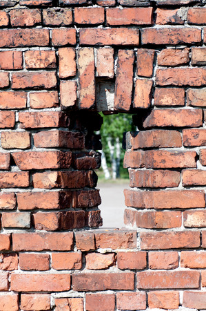 window into a brick wallの写真素材