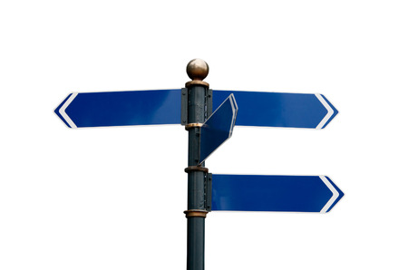 pointer with four blue arrows isolatedの写真素材