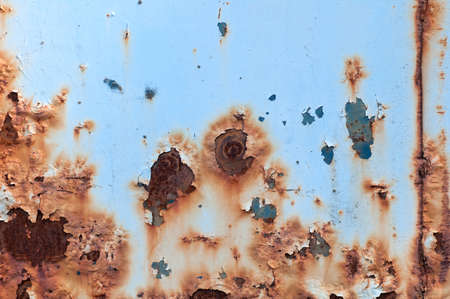 rusty iron old blue paint background