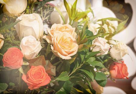 rose bouquet background closeupの写真素材