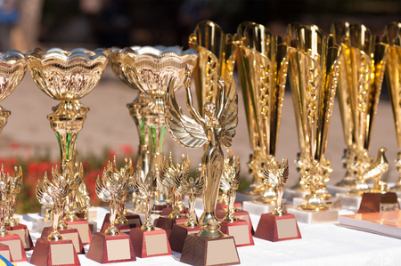 bowl award before the presentation on the tableの写真素材