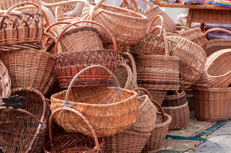 wicker baskets at the fair masters in Ukraineの写真素材