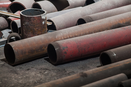 Grunge texture of metal pipes industrial backgroundの写真素材
