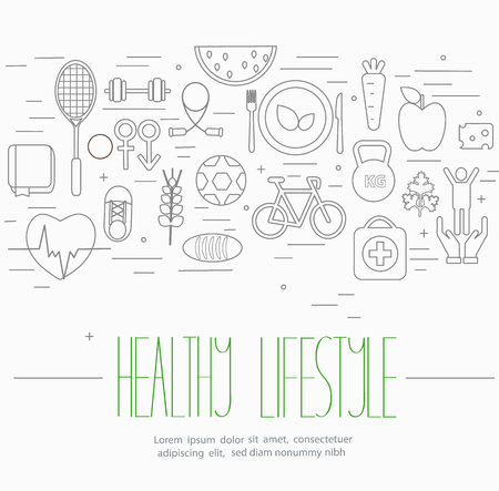 Line style vector illustration design concept of lifestyle.のイラスト素材