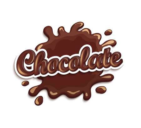 Vector illustration of chocolate drops and blot with lettering . Sweet and stain and shape.のイラスト素材