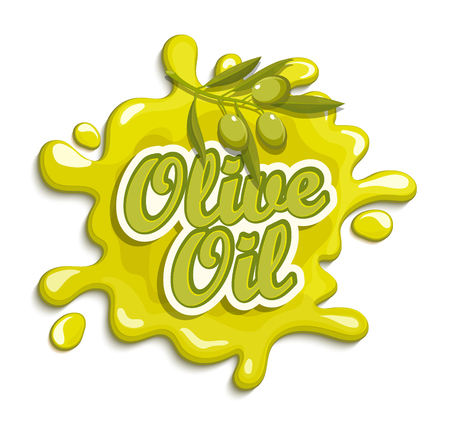 Olive oil label, badge or seal on the white background, vector illustration.のイラスト素材