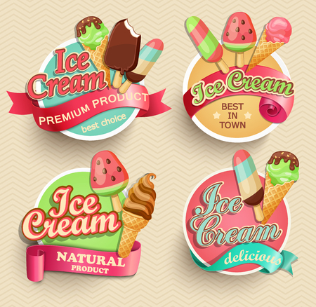 Ice cream emblems, labels and badges collectionsのイラスト素材