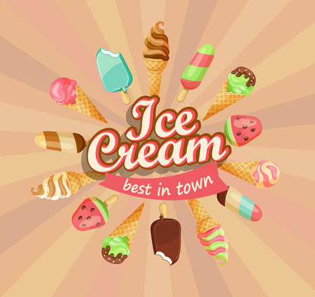 Ice cream collection, ice cream iconのイラスト素材