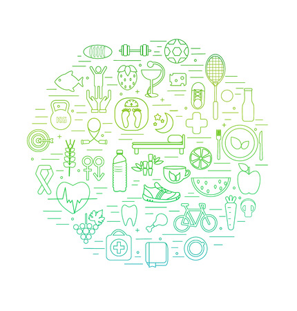 Healthy lifestyle concept in line design.のイラスト素材
