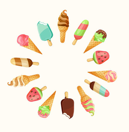 Set of tasty ice cream isolated on white background with the place for your textのイラスト素材