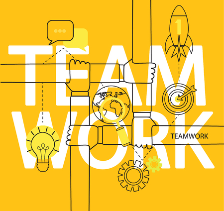 Modern thin line icons set infographic of teamwork concept. For web, internet, mobile apps, interface design.のイラスト素材