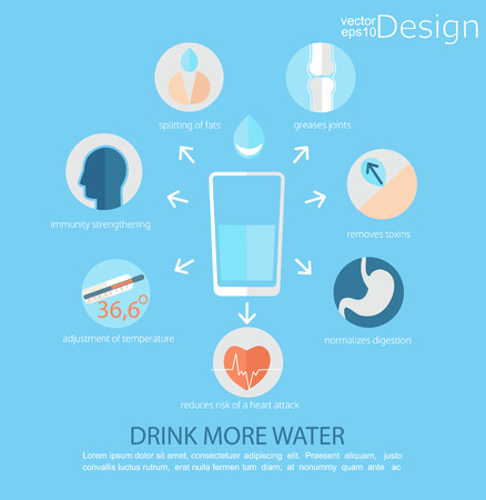 Infographic - use of water for human health, vector illustration.のイラスト素材