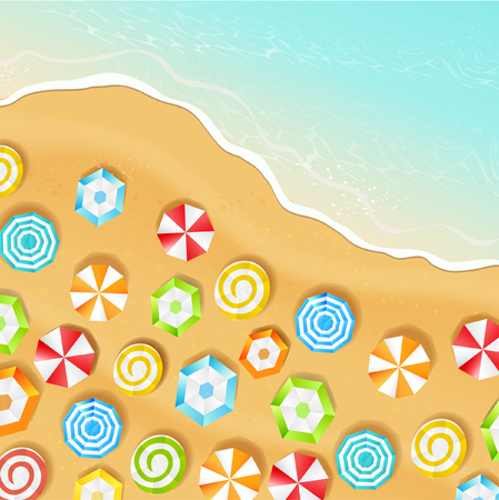 Summer beach and view by the top, vector illustration.のイラスト素材