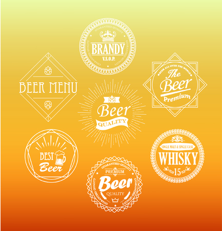 Vector set beer emblems in outline style.のイラスト素材