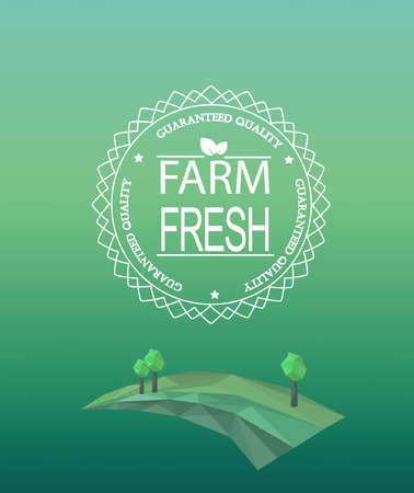 Vector farm fresh logotype in outline style. Geometric crystal farmer field and trees.のイラスト素材