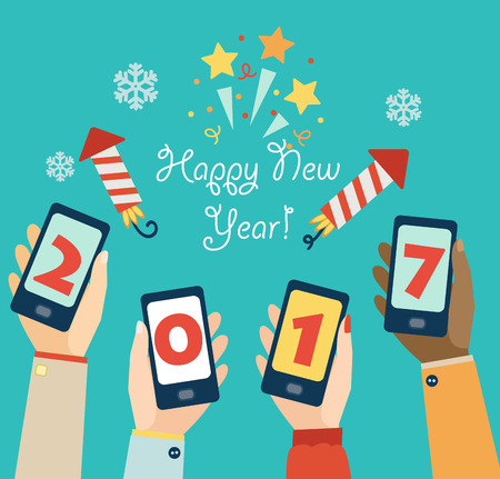 Xmas and New Year holidays design. Concept for mobile apps.のイラスト素材