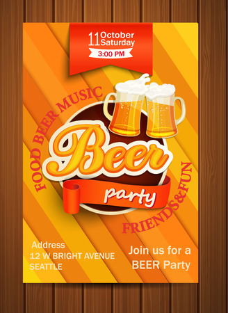 Beer party flyer., vectot illustration. EPS 10.のイラスト素材