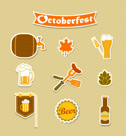 Oktoberfest Beer Brewery icons set. Vector illustration.のイラスト素材