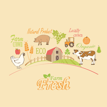 Organic and farm vector concept. vector illustration.のイラスト素材