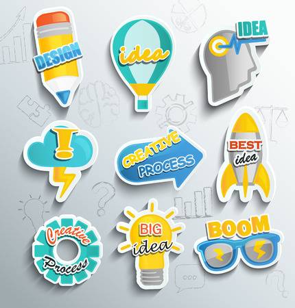 Set of paper icons business of idea, creative.Collection of design elements, vector.のイラスト素材